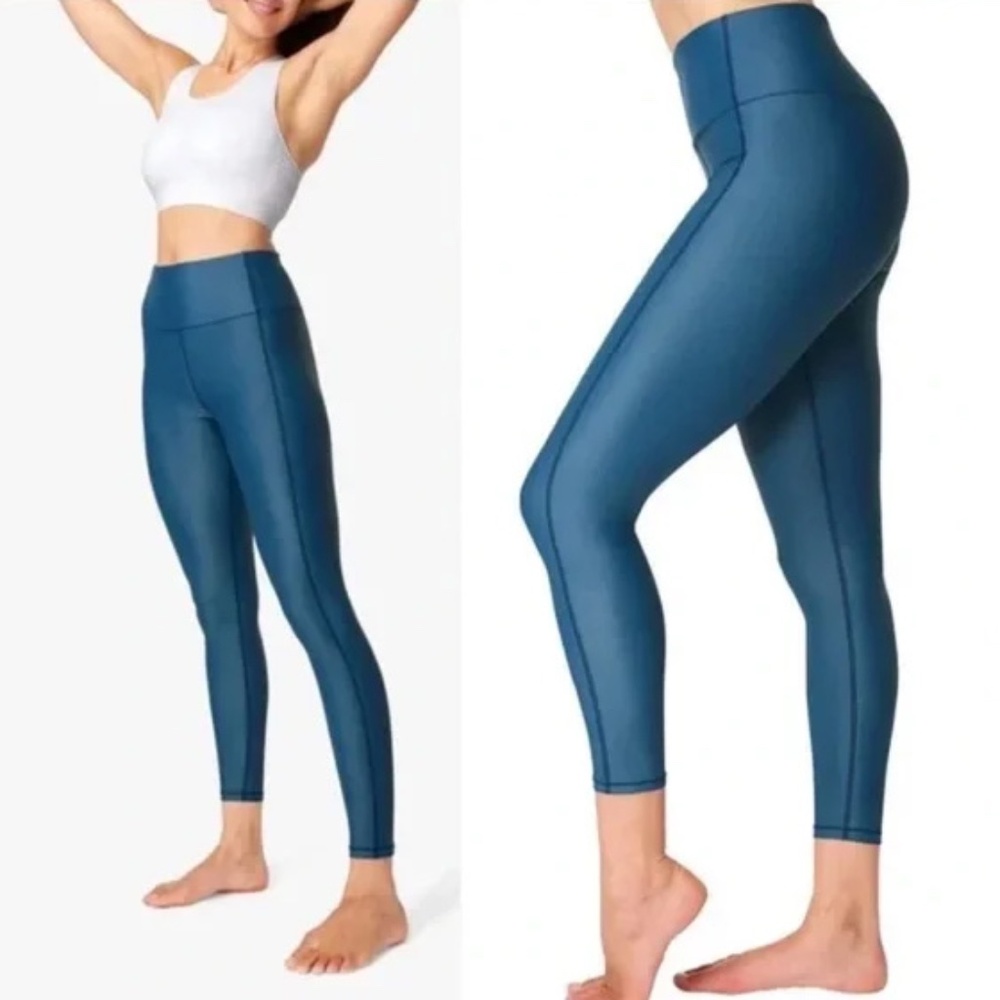 Sweaty Betty High Rise Waist Shine 7/8‎ Legging Tight Teal Yoga Athletic